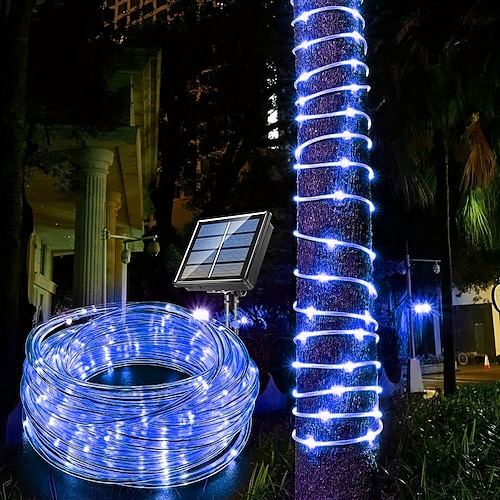 1 confezione di luci a corda solare per esterni, luci a LED impermeabili, ghirlande da giardino, decorazioni per feste di nozze, Halloween, Natale, 7 m-50 led/12 m-100 led/20 m-200 led/30 m-300 led