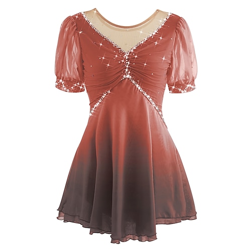 Vestito da pattinaggio artistico Per donna Pattinaggio sul ghiaccio Vestiti Rosa baby Viola Bianco / Bianco Retato Elastene Attività ricreative Da allenamento Competizione Vestiti da pattinaggio sul