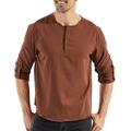 Per uomo Camicia Camicia di lino Camicia Estiva Camicia da Spiaggia Semplice Vacanza Camicia hawaiana Bianco Rosa Marrone Cachi Manica Lunga Girocollo Primavera Autunno Abbigliamento Bottonato