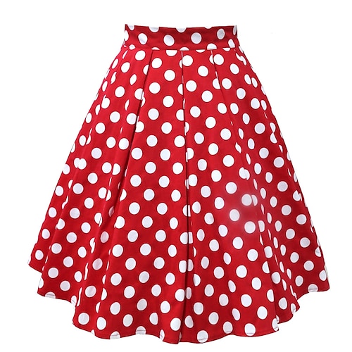 Gonna Elegante a Pois Classica Abiti Grease Gonna A-Line Gonna Mini Stampa Abito Elegante Carnevale per Donne Festa di San Valentino Mascherata Vacanza Abbigliamento Quotidiano Gonna per Adulti