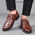 sandali da uomo in similpelle marrone con fibbia regolabile, eleganti scarpe eleganti traspiranti per l'estate e l'abbigliamento casual