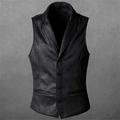 Per uomo Gilet in pelle scamosciata Matrimonio Strada Per eventi Per uscire Stile vintage Informale Autunno Inverno Tasche Pelle scamosciata Tenere al caldo Colore puro Monopetto A V Standard Nero