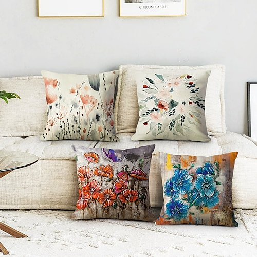 vintage floreale double side cuscino della copertura 4pc morbido decorativo piazza copertura del cuscino di tiro cuscino caso federa per la camera da letto soggiorno di qualità superiore lavabile in