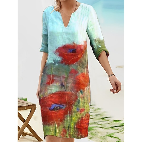 vestito casual da donna abito etnico tubino abito midi leopardo nero bianco mezza manica stampa floreale estate primavera scollo a v basic quotidiano vacanza weekend 2023 s m l xl xxl 3xl