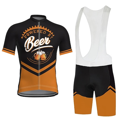 Per uomo Maglia da ciclismo con pantaloncini con bretelle Completo da ciclismo Manica Corta Mountain Bike MTB Ciclismo su strada Estate Primavera Nero Blu Reale Verde Divertente Birra dell'Oktoberfest