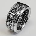 raro morgan dollar usa moneta d'epoca antica american eagle 1921 biker jewellery mens ring (12)