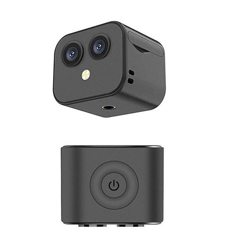 Mini camera WiFi dual-lens 4K - Telecamera di sicurezza per smart home interna con visione notturna a infrarossi rilevamento di movimento registratore video HD