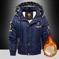 Per uomo Cappotto invernale Giacca invernale Parka Con ricami Vello Felpa con il cappuccio Colletto di pelliccia Giornaliero Standard Informale Tenere al caldo Inverno Liscio Nero Rosso Blu reale