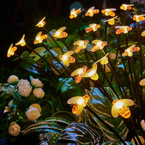 2 luci solari da giardino a forma di lucciola, 8/10 LED, luci da giardino esterne impermeabili con 2 modalità di illuminazione, luci oscillanti IP65 per decorazioni natalizie, da giardino, da patio e da passerella