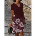 Vestito Mini da Donna Vestito A-Line Vestito Lunghezza Ginocchio Verde Blu Maniche Corte Stampa Floreale Primavera Estate Collo a V Base Casual Largo 2023 S M L XL XXL 3XL Stampa 3D