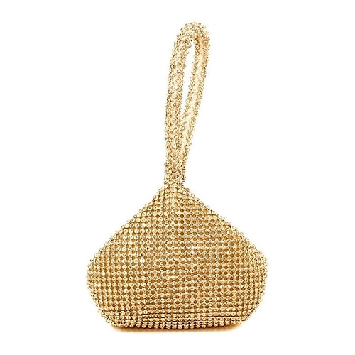 borsa da sera in strass argento da donna - elegante pochette in cristallo con cinturino da polso per matrimoni, feste ed eventi formali