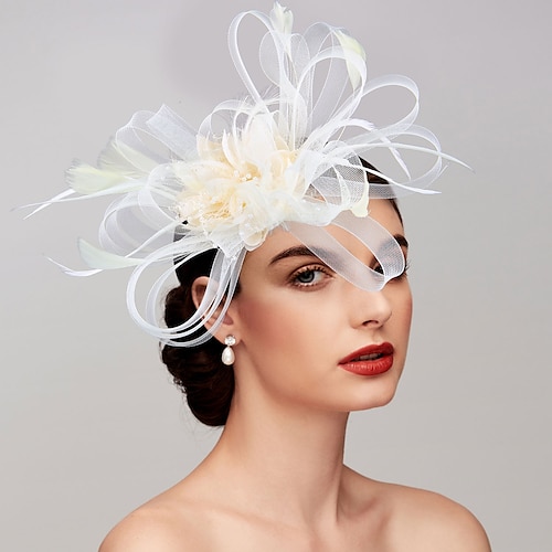 Eleganti cappelli fascinator copricapo rete tulle clip cerchietto con piuma fiore floreale Kentucky matrimonio tea party corsa di cavalli chiesa cocktail vintage per donne dress Race Day