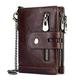 portafoglio vintage in pelle da uomo – portafoglio bifold con cerniera, catena, scomparti multi-carta e chiusura a scatto per uso casual e aziendale