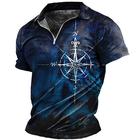 Per uomo Nautico Polo con zip Maglia da golf Manica Corta Magliette polo Camicie con Colletto Vintage Casual Abbigliamento da vacanza Abbigliamento da barca Abiti da festa Stampa 3D Polo con cerniera