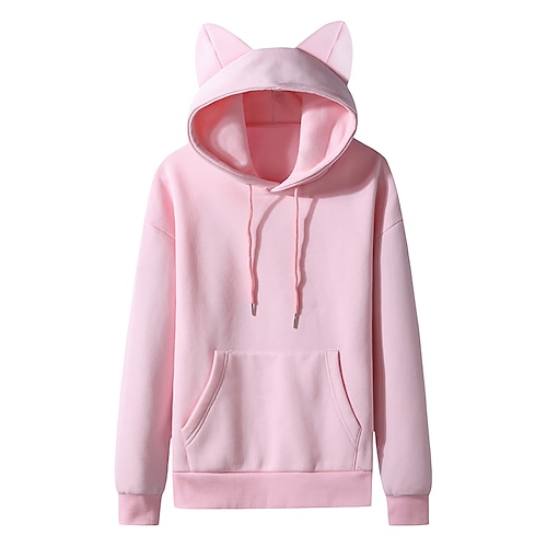 Felpa con cappuccio Ritorno a scuola Natale Carino Manica a Vescovo Orecchio di gatto Harajuku Kawaii per Per donna Adulti Stampa a caldo per Ritorno a scuola