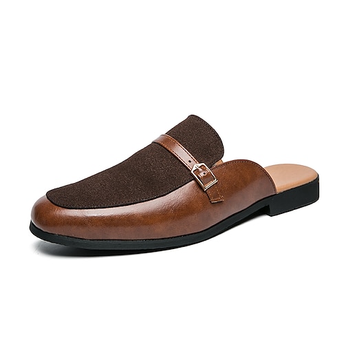 Mocassini slip-on da uomo in similpelle e pelle scamosciata marroni – eleganti scarpe casual slip-on con fibbia per l'uso quotidiano, il lavoro e le occasioni informali
