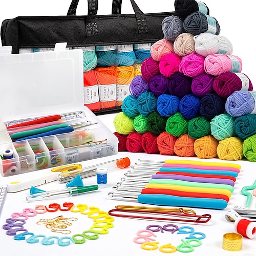 Kit di uncinetto per principianti Kit di avviamento di uncinetto per principianti con video tutorial Kit di uncinetto per adulti e bambini Kit di maglieria per principianti Regalo di Natale
