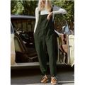 tuta da donna con pettorina tasca applicata tinta unita collo squadrato streetwear quotidiano vacanza casual vestibilità regolare senza maniche nero vino blu s m l estate pantaloni larghi vacanza