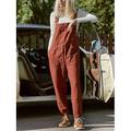 tuta da donna con pettorina tasca applicata tinta unita collo squadrato streetwear quotidiano vacanza casual vestibilità regolare senza maniche nero vino blu s m l estate pantaloni larghi vacanza