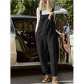 tuta da donna con pettorina tasca applicata tinta unita collo squadrato streetwear quotidiano vacanza casual vestibilità regolare senza maniche nero vino blu s m l estate pantaloni larghi vacanza