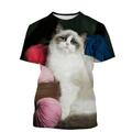 Per uomo Unisex Animale Gatto Stampe Grafiche Maglietta Manica Corta maglietta Stampa 3D Girocollo Camicia Sport Designer Casual All'aperto Streetwear Quotidiano Nero / Bianco Nero Nero Nero Estate