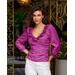 Boston Proper - Vivid Viola Purple - Rosette Ruched Poplin Blouse - 2