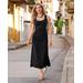 Boston Proper - Black - Scoop Neck Ruched Rib Knit Midi Dress - Medium