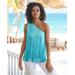 Boston Proper - Scuba Blue - One Shoulder Ombre Fringe Top - Medium