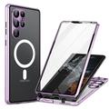 telefono Custodia Per Samsung Galaxy S25 Ultra S24 S23 S22 S21 Ultra Plus Custodia Integrale Custodia ad adsorbimento magnetico Con Magsafe Portatile Flip Trasparente Trasparente Tinta unita Lega di