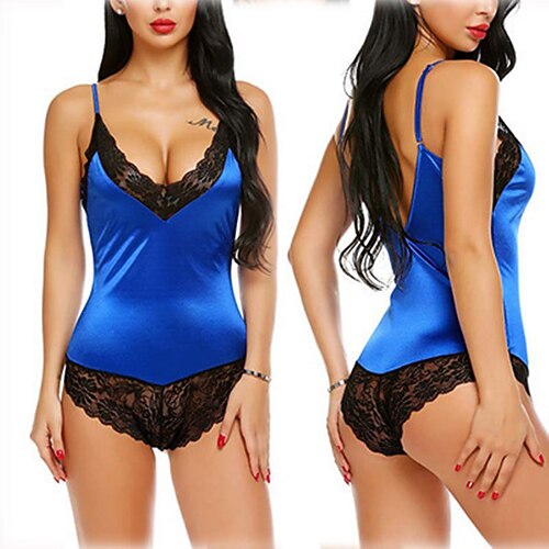 abito da sera di San Valentino da donna lingerie sexy pizzo schiena nuda sexy corpi erotici abbigliamento da notte color block caldo comfort morbido casa traspirante casa abiti da sera vestito