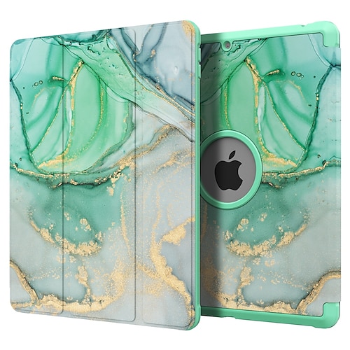 Tavoletta Custodie cover Per Apple ipad 9th 8th 7th Generation 10.2 inch Portamatite Supporto a tre ante A prova di sporco Pop art Fiore decorativo Effetto marmo pelle sintetica