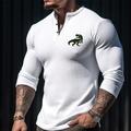 Per uomo Pop art Pelle di coccodrillo Camicia Henley Maglietta Waffle Manica lunga Stampa 3D Di tendenza Originale Informale Sportivo Informale Per eventi Primavera Autunno Bianco Rosa Blu Beige