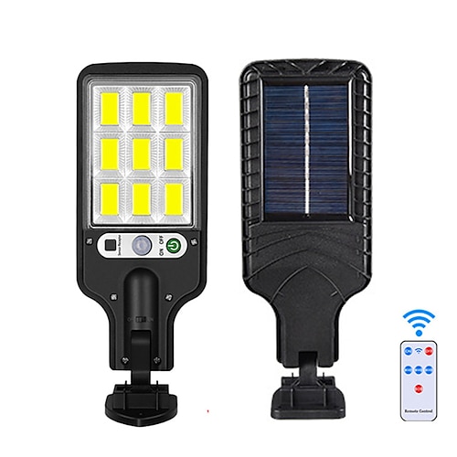 2 pack lampioni solari sensore di movimento esterno applique da parete a led luci di inondazione telecomando lampione solare lampada da giardino a induzione impermeabile lampada da parete lampada da