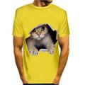 Per uomo Animale Gatto Stampe Grafiche Camicia Maglietta Manica Corta maglietta Stampa 3D Girocollo Camicia Streetwear Vestibilità Slim Allenamento Casuale Quotidiano Bianco Giallo Blu Estate