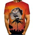 Per uomo Animale Gatto Stampe Grafiche Camicia Maglietta Manica Corta maglietta Stampa 3D Girocollo Camicia Streetwear Vestibilità Slim Allenamento Casuale Quotidiano Bianco Giallo Blu Estate