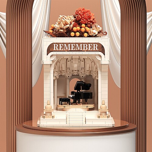 regali per il giorno delle donne nuovo elemento di costruzione fiore rosa elemento di costruzione giocattolo polvere magica bouquet di fiori portatile confezione regalo serie regali per le ragazze