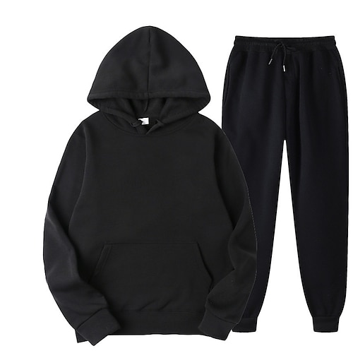 Damen Basic Hoodie Sweatshirt Kapuze Trainingsanzug Hosen-Sets Jogginghose Trainingshose Jogginghose Jogger Langarm Mit Kapuze Feste Farbe Kordelzug Valentinstag Sports Outdoor Casual Schwarz Gelb