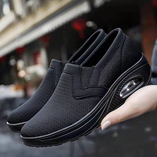 violette sportliche Slip-On-Wanderschuhe für Damen mit Luftpolstersohle für Komfort und Halt Image