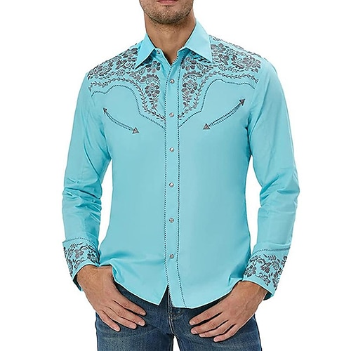 Retro Vintage Bluse / Hemd Westlicher Cowboy Kostüm Herren Karneval Maskerade Party Alltagstauglich Erwachsene Oberteil Ganzjahres Image