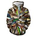 Herren Hoodie Sweatshirt Kapuze Schwarz Blau Braun Grün Mit Kapuze Graphic Fische Bedruckt Casual Täglich 3D-Druck Strassenmode Brautkleider schlicht Frühling Herbst Bekleidung Kapuzenpullover