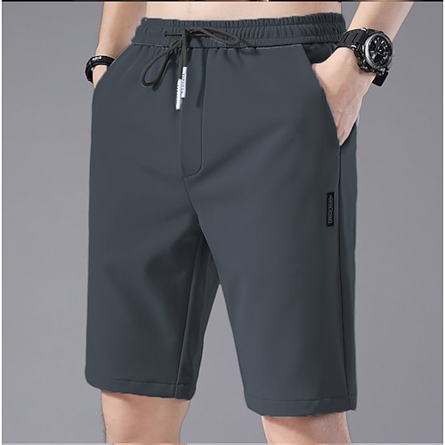 Herren Sportliche Shorts Aktive Shorts Lässige Shorts Tasche Kordelzug Elastische Taille Glatt Komfort Rasche Trocknung Outdoor Täglich Ausgehen Modisch Strassenmode Schwarz Hellgrün Image