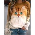 Damen Kapuzenshirt Pullover Katze Grafik 3D Bedruckt Täglich 3D-Druck Grundlegend Alltag Kapuzenpullover Sweatshirts Grau Braun Weiß