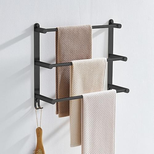 wandmontierter handtuchhalter mit haken, edelstahl 3-towel bar regal für bad 30 cm ~ 70 cm handtuchhalter handtuchhalter handtuchhalter