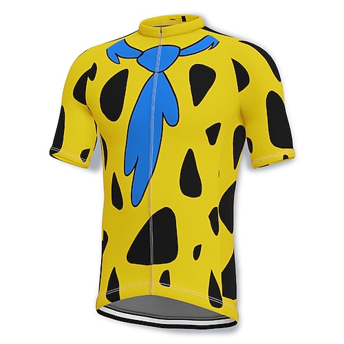 Herren Radtrikot Grafik Gemustert Lustig Kurzarm Fahhrad Trikot Oberteil mit 3 Gesäßtaschen Mountainbike MTB Straßenradsport Schnelltrocknend Weich Reflektierende Streifen Rückentasche Sport Gelb Image