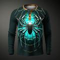 Graphic Spinnen Modisch Täglich Brautkleider schlicht Herren 3D-Druck Henley Shirt Casual Festtage Ausgehen T-Shirt Gelb Rote Blau Langarm Henley Hemd Frühling Herbst Bekleidung S M L XL XXL 3XL 4XL