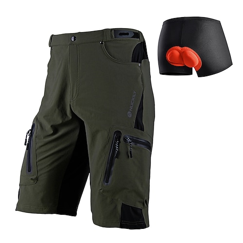 Nuckily Herren Einfarbig Fahrradunterwäsche-Shorts Fahrradhose Fahrradshorts Fahhrad Shorts Gepolsterte Shorts / Chamois Bequeme Passform Mountainbike MTB Sport 3D-Polster Schnelltrocknend tragbar Image