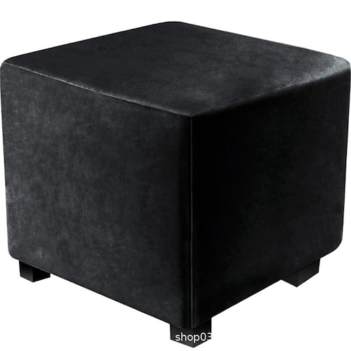 Stretch-Ottomanenüberzug aus Samt, quadratische Ottomanenüberzüge, rechteckig, faltbar, Hockerüberzug, Banküberzug, Möbelschutz, weicher Überzug mit elastischem Boden Image