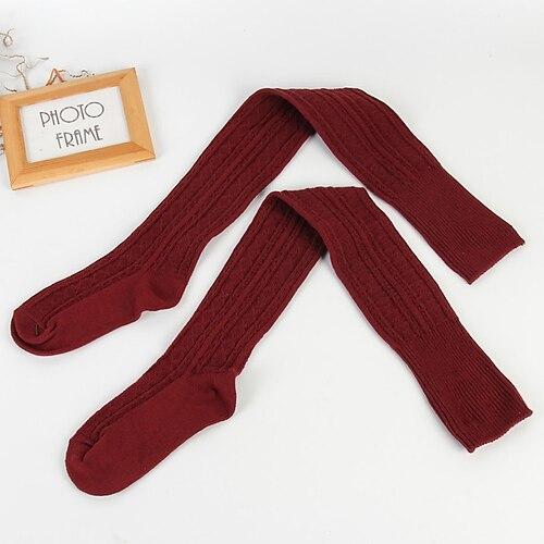 Damen Strümpfe Oberschenkelhohe Crimpsocken Ganzjährig Strumpfhose warm halten elastisch Gestrickt Modisch Casual Marineblau Schwarz Weiß Einheitsgröße