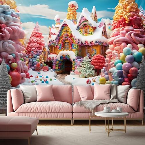 Candyland Haus Wandteppich Wand Kunst große Wandteppich Wandbild Dekor Fotografie Hintergrund Decke Vorhang Haus Schlafzimmer Wohnzimmer Image