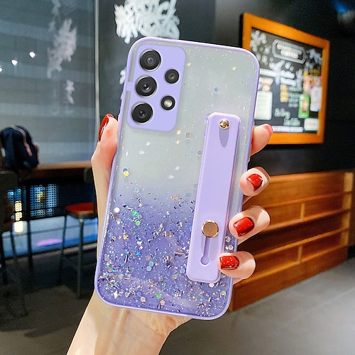 Handy Hülle Handyhüllen Für Samsung Galaxy S25 S23 S22 S21 FE S21 Ultra Plus A54 A32 Rückseite Vollschutz Mit Handgelenkschlaufe Bling Glitzer glänzend Silikon Image
